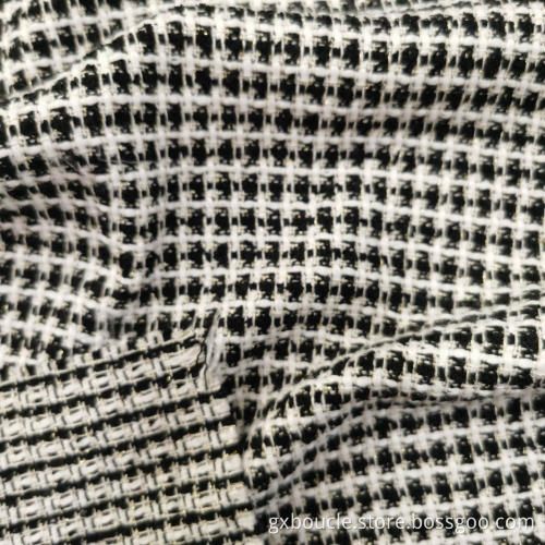 Woolen Boucle fashion design with gold lurex fabric